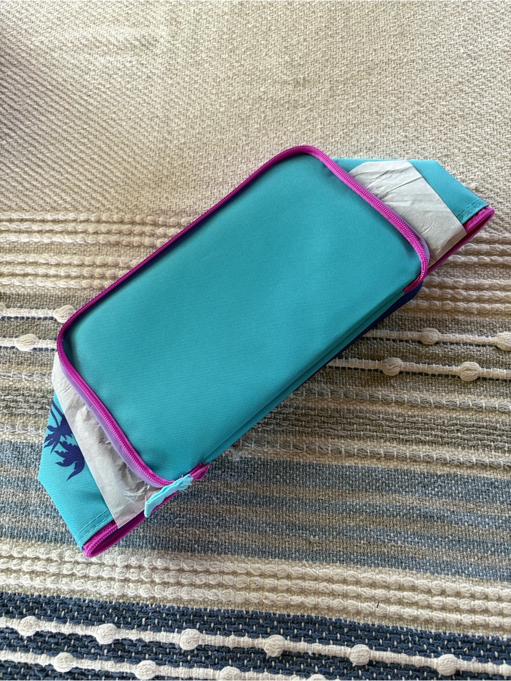 All 3! Trader Joe's Summer Mini Insulated Totes Lavender Blue Green Stripes NWT - Picture 5 of 7